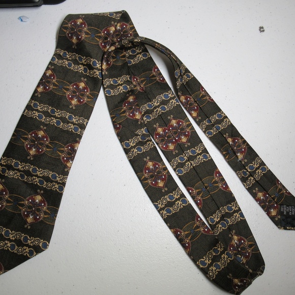 Sage green old school pattern Arden Cravats Tie - Picture 4 of 4
